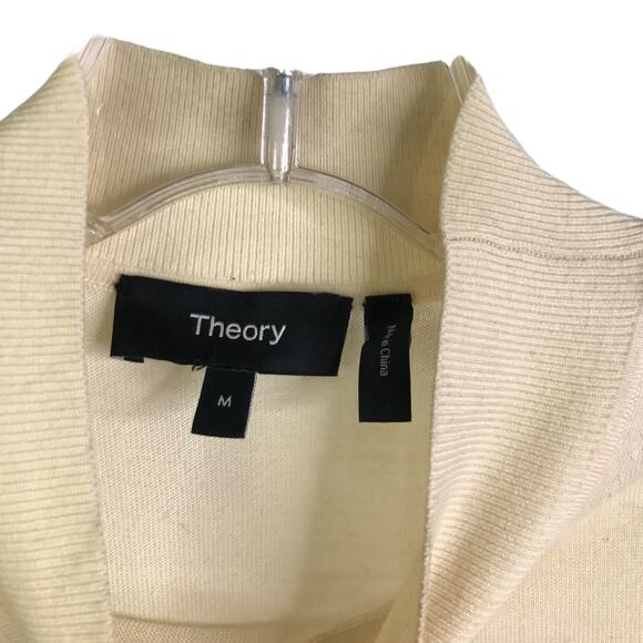 Theory Sleeveless Sweater Womens M Creamy White Mock Neck Shell Regal Wool Top - Picture 2 of 8
